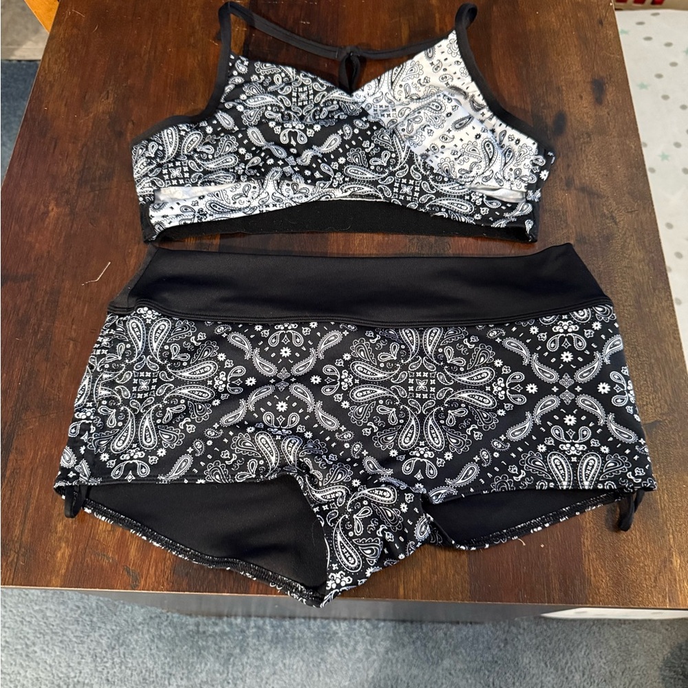 Pink VS Black and White Paisley Women's swim suit